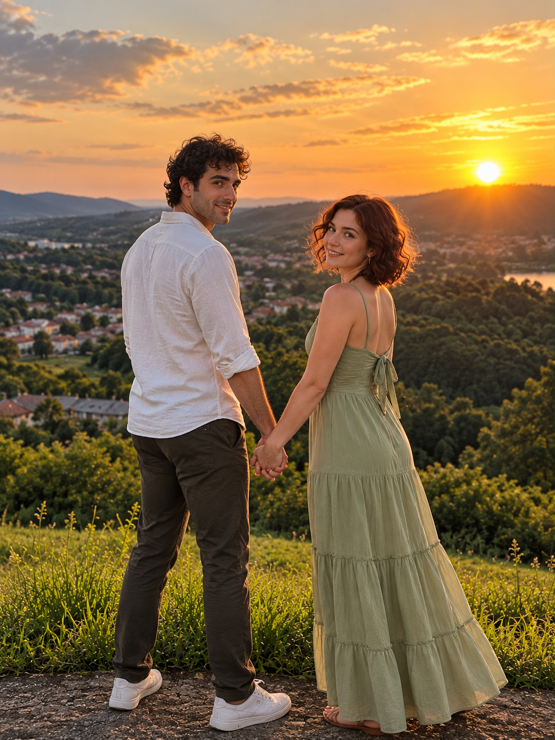 Felipe e Júlia em um ensaio ao pôr do sol